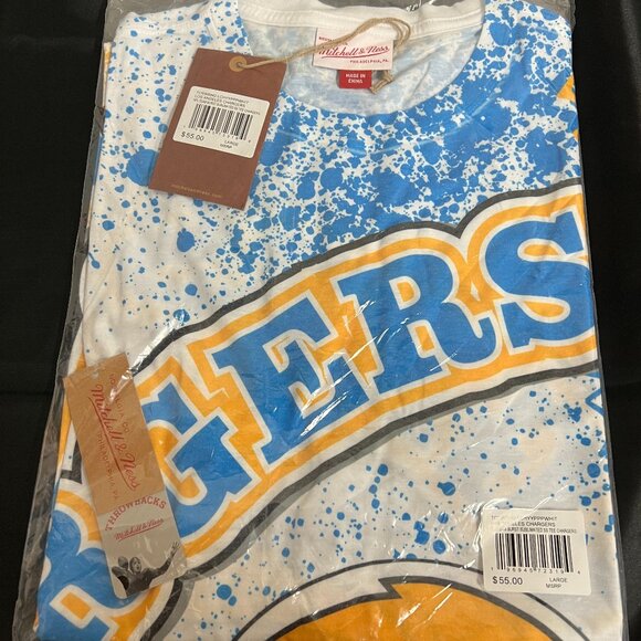 Los Angeles Chargers Mitchell & Ness Team Burst Sublimated T-Shirts-White Large - Picture 1 of 2